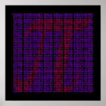 3500 Pi Poster<br><div class="desc">Pi to 3500 decimal places - black poster with red and purple lettering.</div>