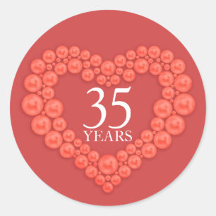 35 ans corail anniversaire autocollant coeur