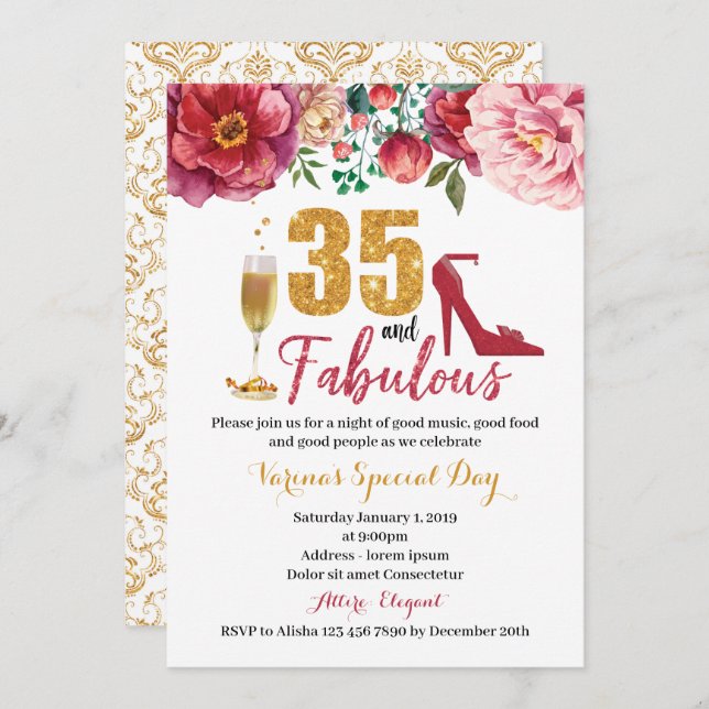 35 et fabuleuse invitation d'anniversaire pour les (Devant / Derrière)