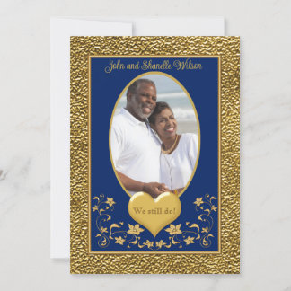 35e anniversaire, Gold Heart Invitation - Marine