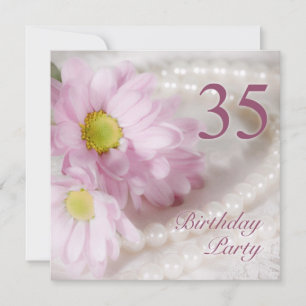 35e anniversaire invitation de fête avec marguerit