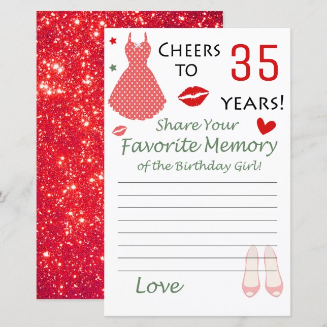 35e anniversaire Mémoire préférée de la fille anni (Devant / Derrière)