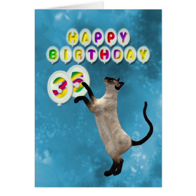35e carte d'anniversaire avec chats siamois (Devant)