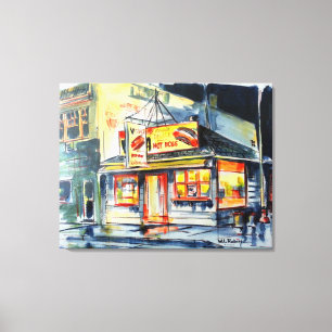 36"x28" Sur Toile Rouge Hot Ranch Aquarelle Impres