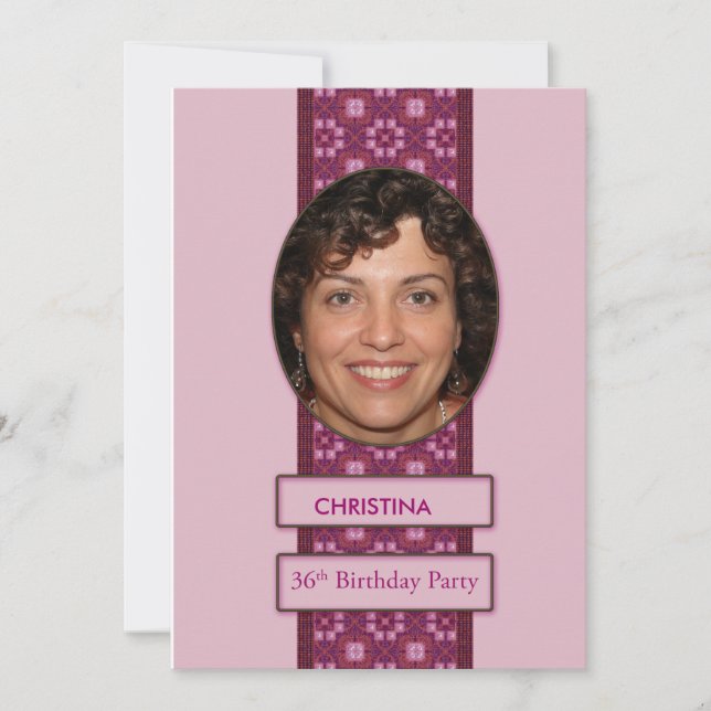 36e anniversaire Invitation de fête Photo et nom (Devant)