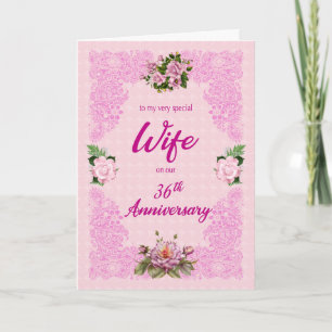 36e anniversaire pour une femme avec carte rose Ro