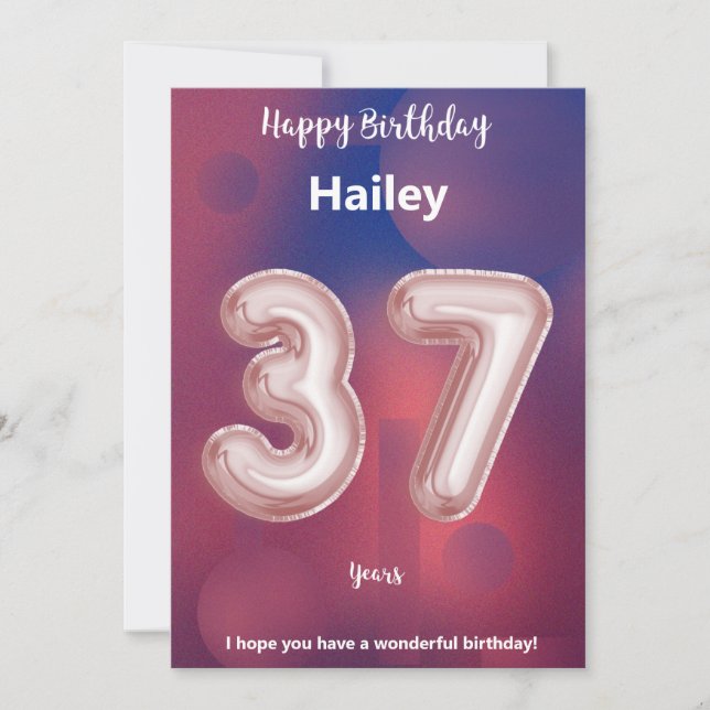 37 ans Joyeuse carte d'anniversaire (Devant)