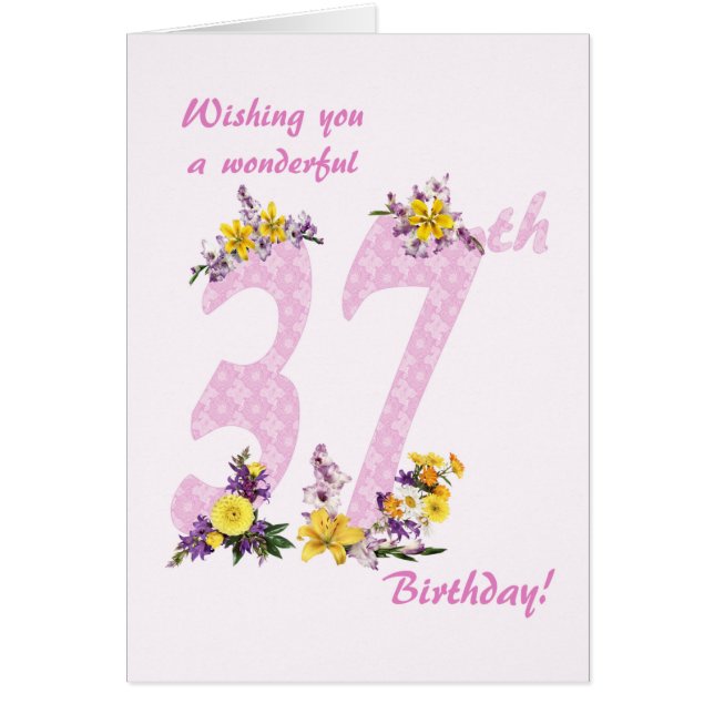 37e anniversaire Fleur numéros décorés (Devant)