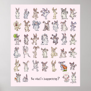 39 Jolies Cartoon Rabbits Décor Poster Pink