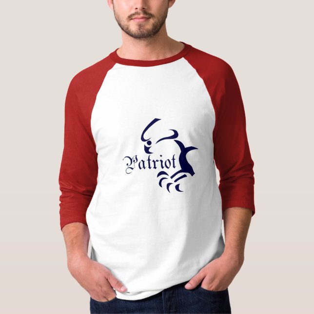 3/4 T-shirt de patriote de douille raglane (Devant)