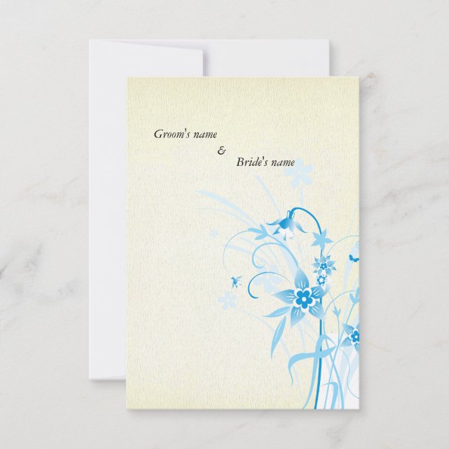 3,5" floral bleu x 5" carte de faire-part de (Devant)