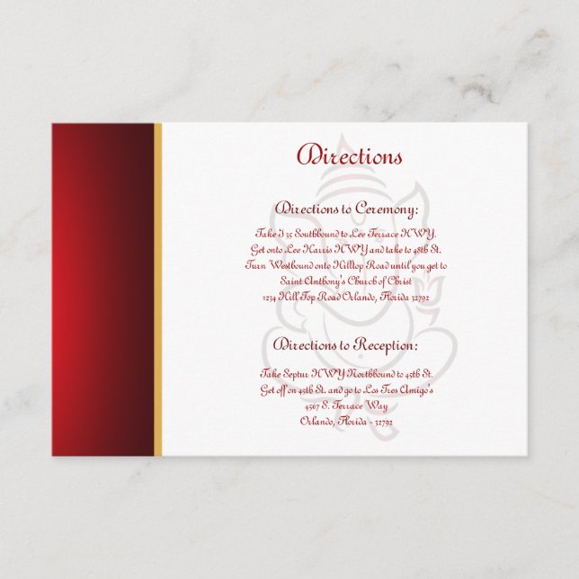 3,5 x 5 Carte de direction Lord Ganesha/Hindu Red  (Devant)