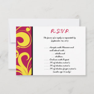 3,5 x 5 R.S.V.P Carte de réponse Hot Pink/Yellow S