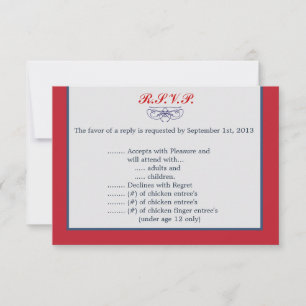 3,5 x 5 R.S.V.P Carte de réponse White Dove Red Bl
