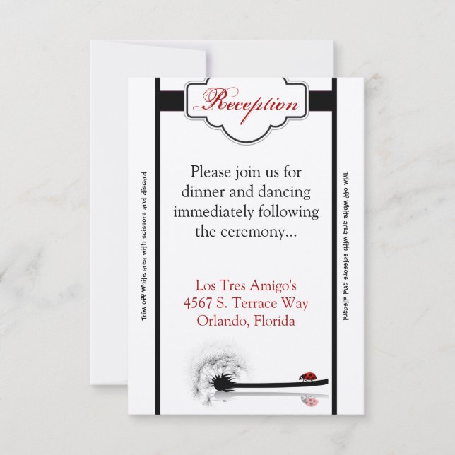 3,5 x 7 Carte de réception Lady Bug Dandilion Flow (Devant)