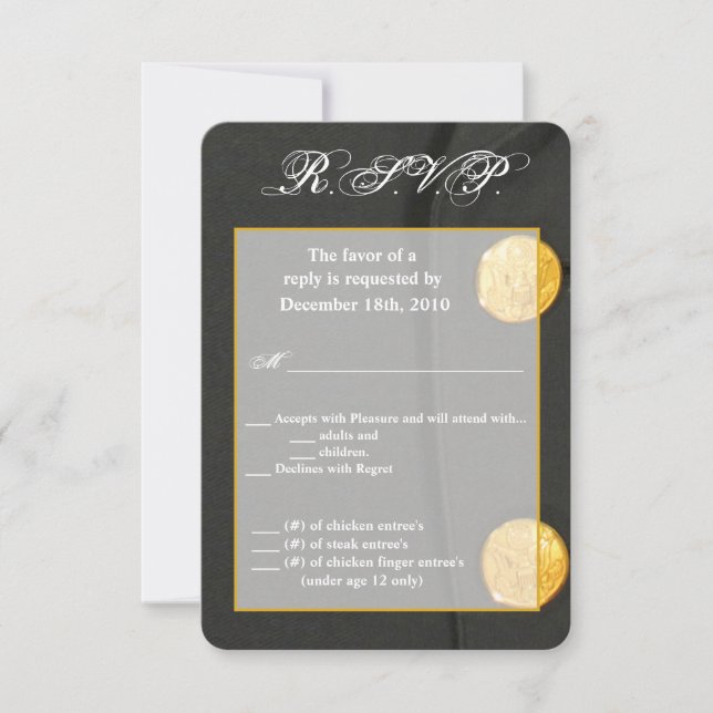 3.5x5 Carte de R.S.V.P. VÊTEMENTS DE L'ARMÉE VERTS (Devant)