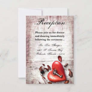 3.5x5 Carte de réception Country Wood Key to my He