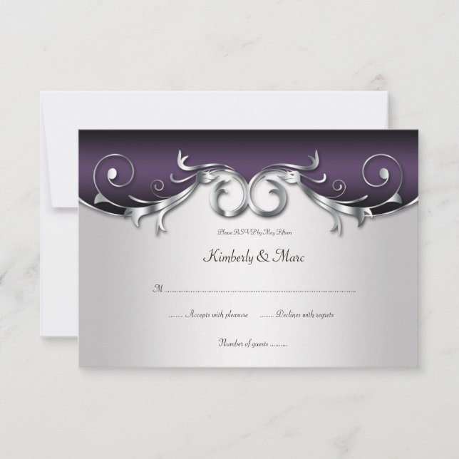 3,5x5 Orné Violet Argent Noir RSVP (Devant)