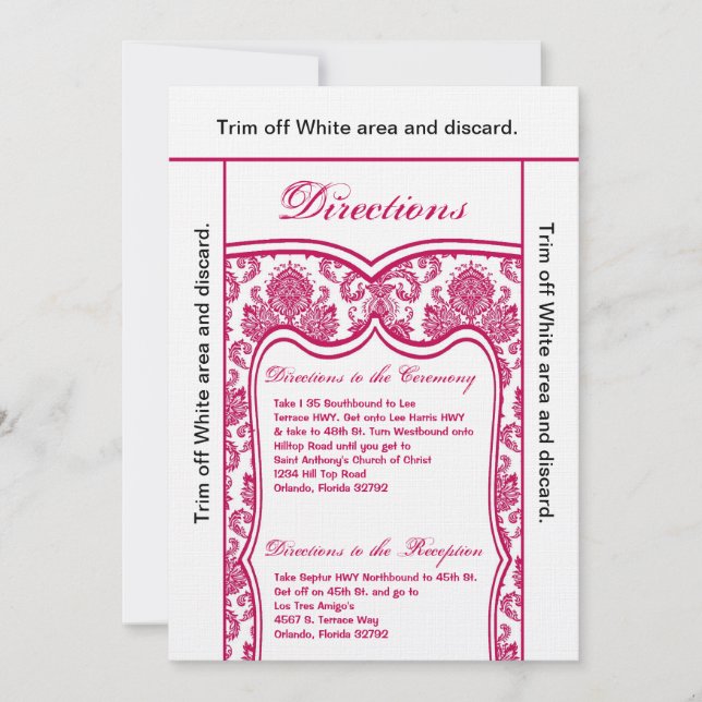3.5x6 Direction Carte Fusia Pink Damask (Devant)