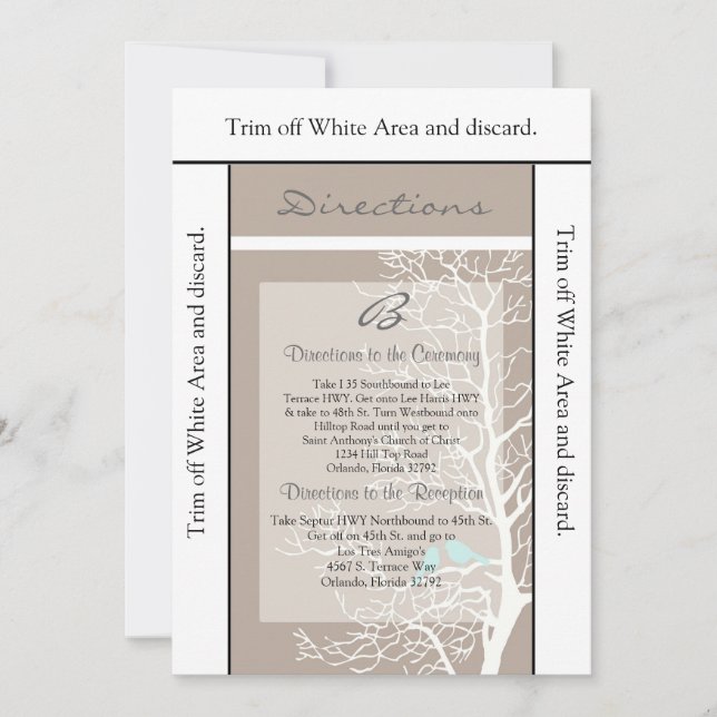 3.5x6 Direction Carte Gris Arbre et oiseaux (Devant)