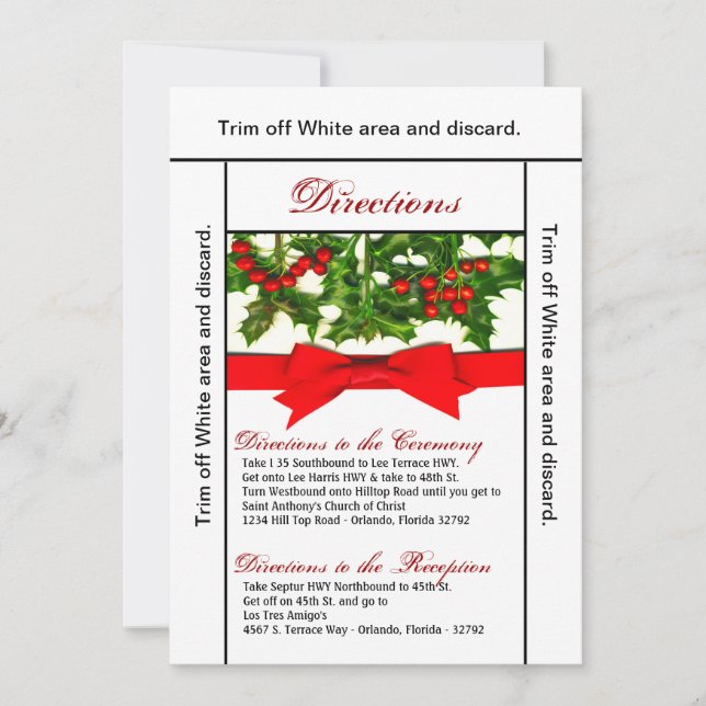 3.5x6 Directions Carte Baughs Holly Berry Noël (Devant)