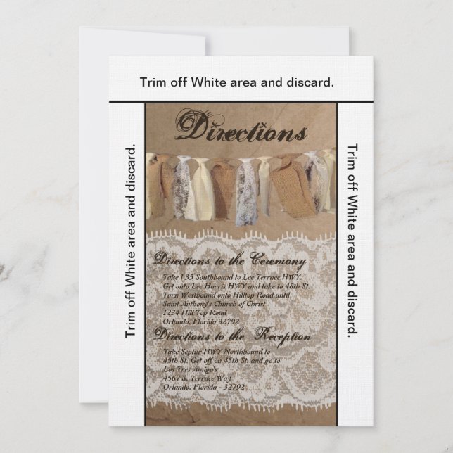 3.5x6 Directions Carte Kraft Bag Bac à dentelle en (Devant)