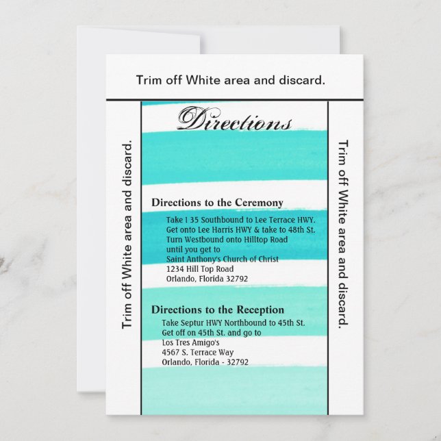 3.5x6 Directions Carte Ombre Stripe Turquoise Line (Devant)