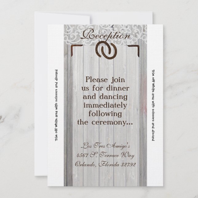 3.5x7 Carte de Réception Fers à Cheval Bois (Devant)