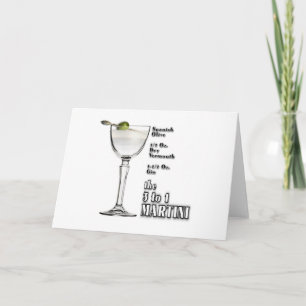 3 à 1 (Humide) Martini Cocktail Carte de voeux pli
