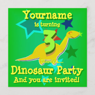3 Anniversaire Dinosaures Invitations