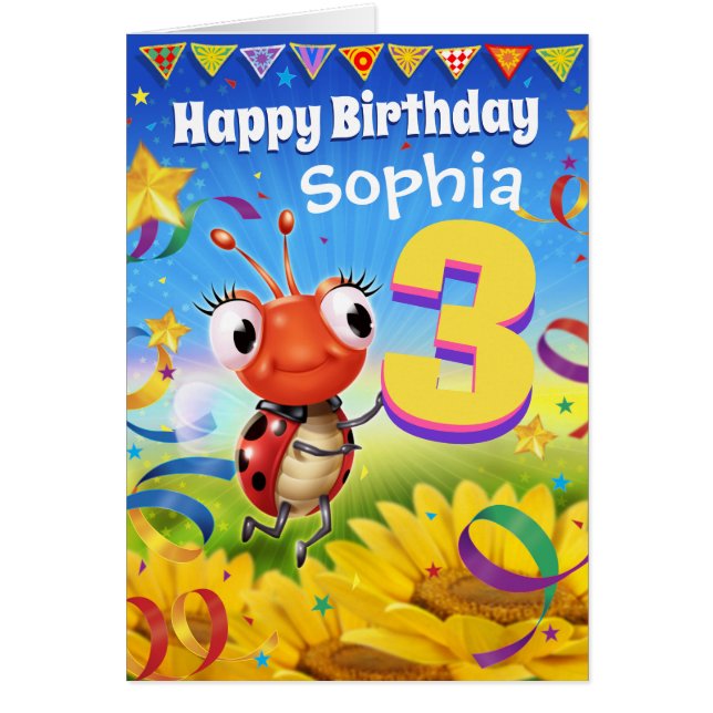 3 ans Carte d'anniversaire personnalisée Gamme de  (Devant)