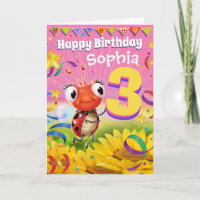 3 ans Carte d'anniversaire personnalisée Gamme Lit