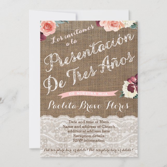 3 ans Cérémonie de présentation invitations en esp (Devant)