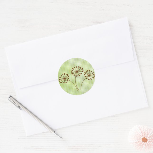3 autocollants de fleurs de pissenlit marron autom (Enveloppe)
