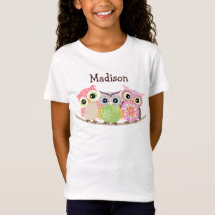 3 bébé mignon et coloré de hiboux - T-shirts de