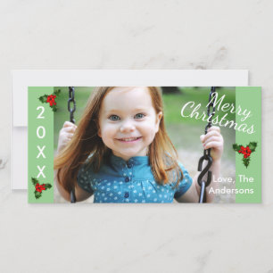 3 Carte de Noël Joyeux Noël en vert de houx - Cart