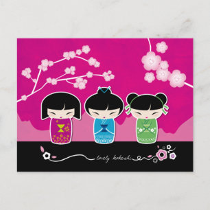 3 carte postale Kokeshi
