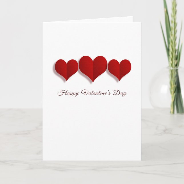 3 cartes de la Saint-Valentin Cœurs en Papier (Devant)