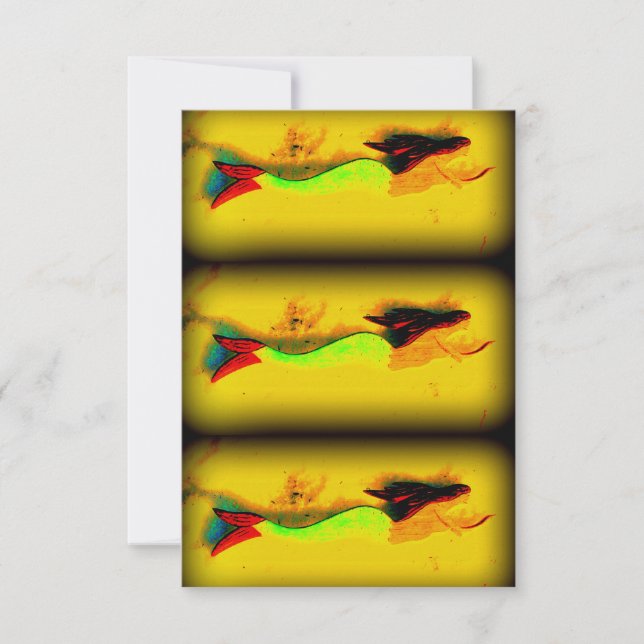 3 cartes d'invitation de sirènes de natation (Devant)