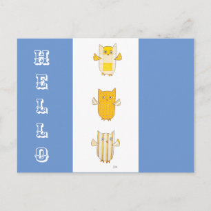 3 Chouettes Jaunes Volant Carte postale