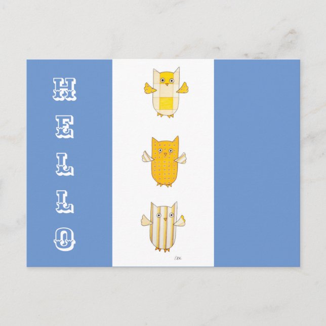 3 Chouettes Jaunes Volant Carte postale (Devant)
