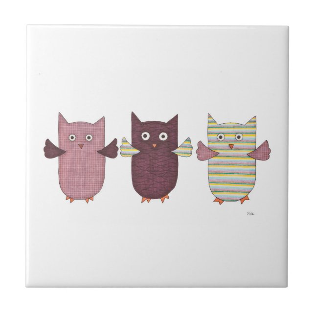 3 Chouettes pourpres Carreaux volants (Devant)