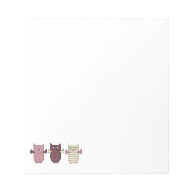 3 Chouettes violettes Volant Bloc-notes (Devant)