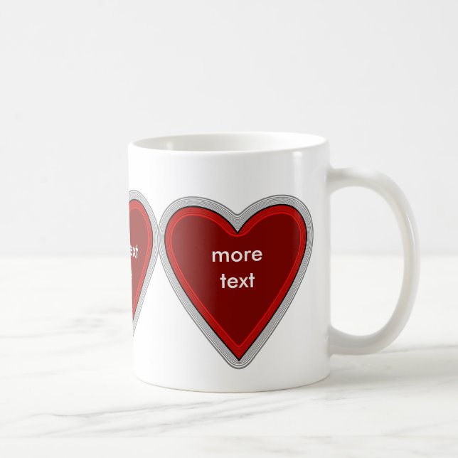 3 coeurs rouges rétro sur une tasse pour votre tex (Droite)