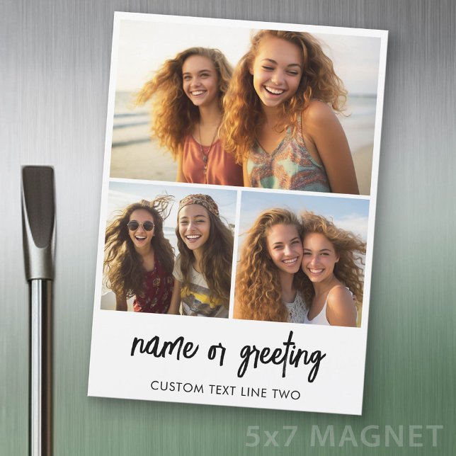 3 Collage de photos avec texte manuscrit - Magnet  (Photo Magnet - 5x7 size)