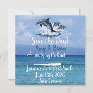 3 Dauphins Invitation de Mariage Océan Fait de la
