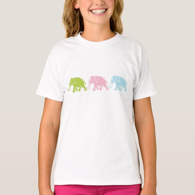 3 Elephants Girls Ringer T-Shirt (Devant)