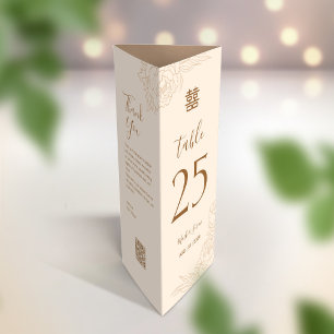 3 en 1 Numéro de tableau, Menu et carte de remerci