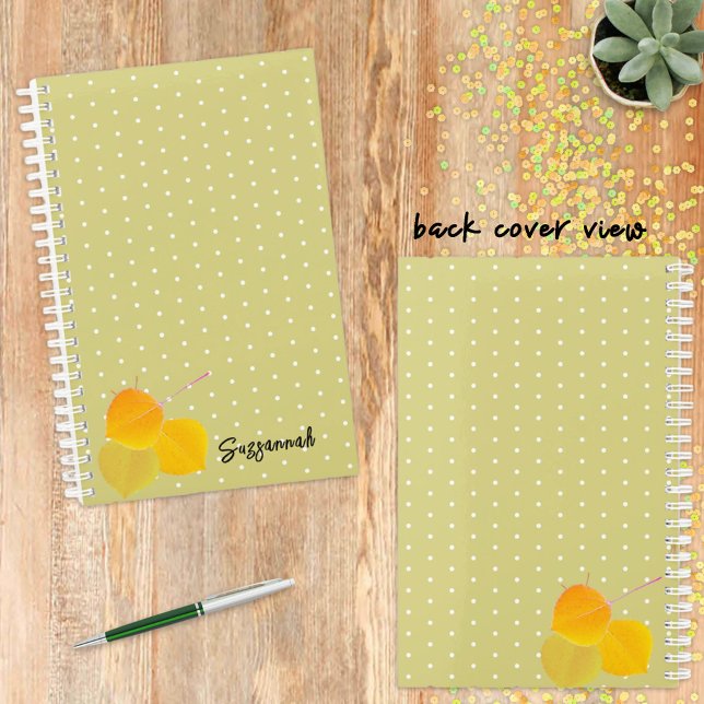 3 Feuilles d'Aspens de automne sur Motif Polka bla (Start scheduling with this personalized planner featuring an autumn leaf front and back cover.)