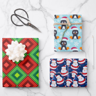 3 Feuilles De Noël Thème Papier Enveloppant